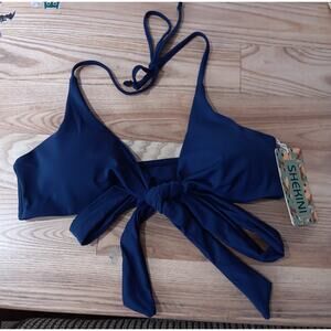 SHEKINI Beach Resort Swimsuit Top Small Padded Halter Tie Front Or Wrap Around